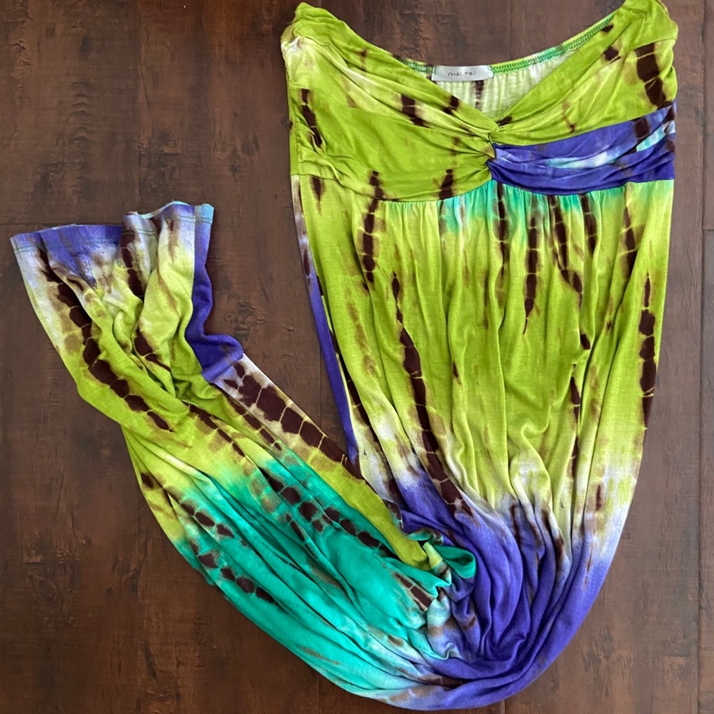 Multi Color Tie Dye Maxi Beach Coverup Dress-S